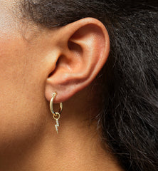 CZ Lightning Bolt Huggie Hoop Earrings in Sterling Silver, Silver or Gold, Lightning Bolt Hoop Earrings, Lightning Bolt Everyday Earrings
