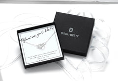 Sterling silver You've Got This heart necklace in gift box .