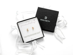 Sterling silver best friend CZ earrings in Bijou Betty gift box.