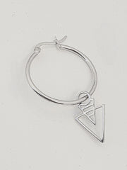 Dangle Hoop Earrings, Charm Hoops, Minimalist Hinged Hoops Triangle Earrings, Geometric Hoop Earrings, Silver Charm Earrings, Triangle Hoops