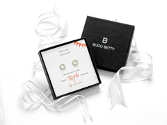 Sterling silver 30th birthday earrings in Bijou Betty gift box.