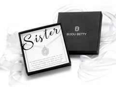 Sterling silver sister circle necklace with CZ stones.