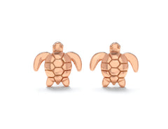 Sterling silver with rose gold plating turtle stud earrings in Bijou Betty gift box