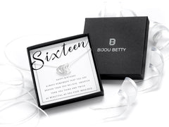 1Sterling silver sweet 16 heart necklace in Bijou Betty gift box.