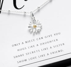 Sterling Silver Niece Daisy Necklace Gift