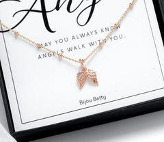Angel Wing Necklace in Rose Gold - A Symbol of Protection & Guidance - Remembrance Gift