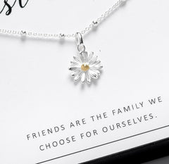 Best Friend Sterling Silver Daisy Necklace Gift