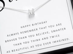 Sterling silver sweet 16 initial necklace in Bijou Betty gift box. Perfect sweet sixteen for daughter, sister, granddaughter, friend, niece and cousins.