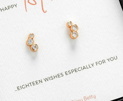 Sterling silver 18th birthday CZ earrings with three finishes.
