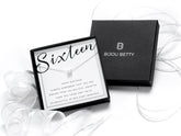 Sterling silver sweet 16 initial necklace in Bijou Betty gift box.