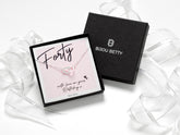 Sterling silver 40th birthday heart necklace in Bijou Betty gift box.