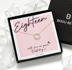 18th Birthday Gift - Sterling Silver Sunburst Necklace for Daughter, Sister, Friend