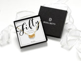 Gold plated 50th birthday 5 ring necklace in Bijou Betty gift box.