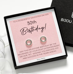 Sterling Silver 30th Birthday Circle Earrings Gift