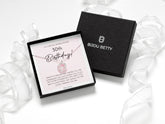 Sterling silver 30th birthday necklace in Bijou Betty gift box with tissue and bag.