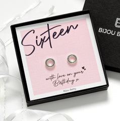 Sterling Silver 16th Birthday Circle Earrings Gift