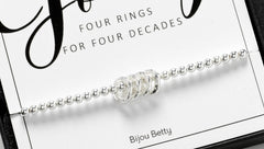 Sterling silver 40th birthday 4 ring bracelet in Bijou Betty gift box.