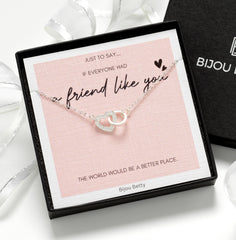 Sterling silver best friend necklace in Bijou Betty gift box.