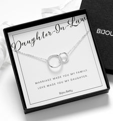 Sterling silver daughter-in-law circle necklace and bracelet.