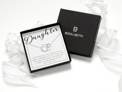 Sterling silver daughter necklace in Bijou Betty gift box.