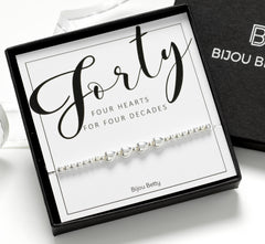 Sterling Silver 40th Birthday Heart Bracelet Gift