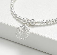 Sterling Silver Tree of Life Stretch Bracelet
