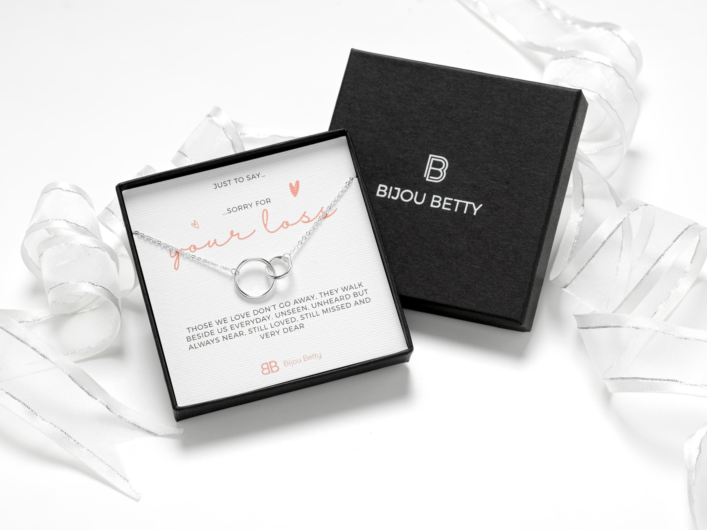 Sterling silver sympathy necklace in Bijou Betty gift box.