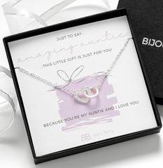 Sterling silver auntie circle necklace in Bijou Betty gift box.