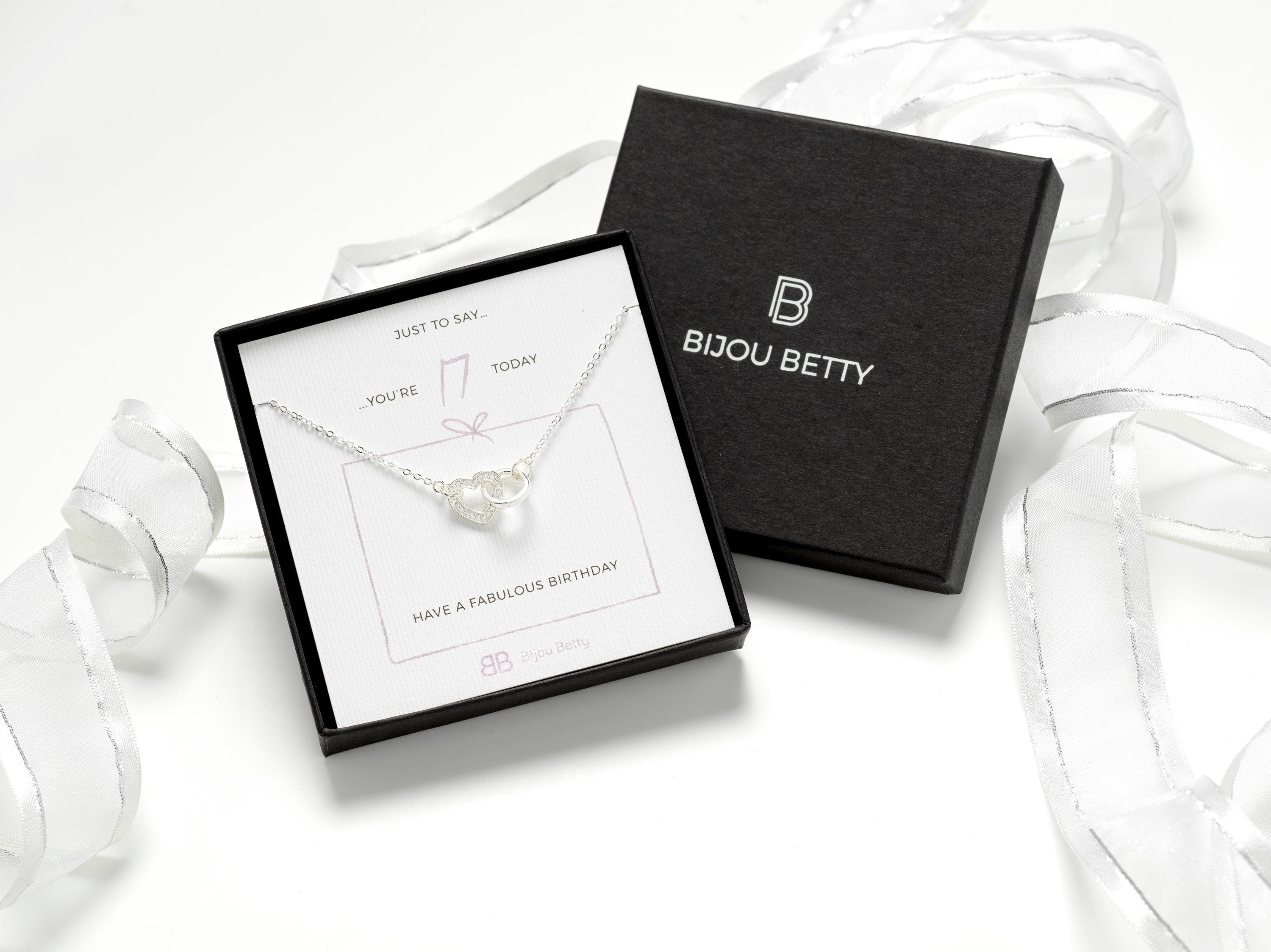 Sterling silver 17th birthday necklace in Bijou Betty gift box.