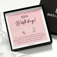 30th Birthday Gift - Sterling Silver Earrings for Daughter with Message Card - 30th Birthday Jewellery