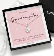 Sterling Silver Granddaughter Daisy Necklace Birthday Gift