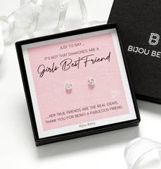 Gift for Friend, Birthday, Thank You, Christmas | Sterling Silver Diamond Cubic Zirconia Stud Earrings