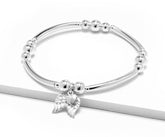 Silver Angel Wing Bracelet For Women, Beaded Stacking Bracelets Gift For Her Guardian Angel Sentimental Memorial Jewellery Loss of Loved One