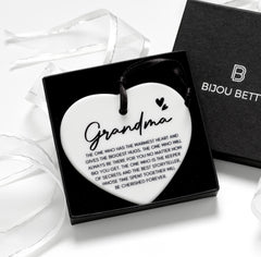 Ceramic grandma heart keepsake in Bijou Betty gift box.