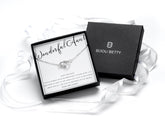 Sterling silver aunt necklace in Bijou Betty gift box.