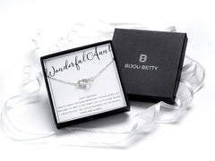 Sterling silver aunt necklace in Bijou Betty gift box.