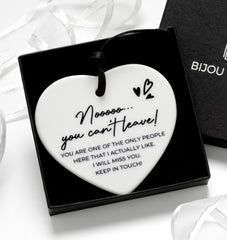 Leaving Gift for Colleague - Ceramic Heart Keepsake with Funny Quote - Farewell Work Friend Gift - Miss You Gift for Coworker