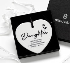 Daughter Gift Ceramic Heart Keepsake - Birthday, Christmas, Graduation Gift"