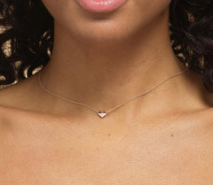 Close-up of 925 silver heart necklace with rose gold plate, perfect for niece birthday gifts.