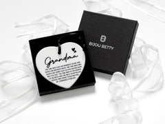 Ceramic grandma heart keepsake in Bijou Betty gift box.