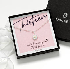 Sterling Silver 13th Birthday Daisy Necklace Gift