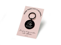 Stainless steel keyring engraved with the quote 'A little salty, but always on point!', perfect as a fun gift for friends, sisters, or colleagues.