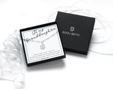 Sterling silver granddaughter necklace gift, 12mm daisy pendant, 16-18 inch chain, in Bijou Betty gift box with bag.