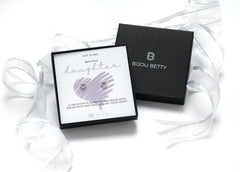 Sterling silver heart stud earrings gift for daughter, 6mm x 7mm, silver, gold, or rose gold, in Bijou Betty gift box.
