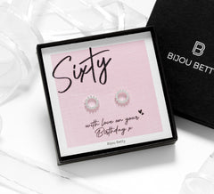 60th Birthday Silver Earrings, 60th Birthday Gift, 60th Gift For Her, For Mum, Daughter, Grandma or Friend, 60th Jewellery, Sunburst Studs