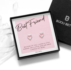 Sterling silver earrings, 10mm heart pendants, gift for best friend, 925 silver, Bijou Betty gift box and bag