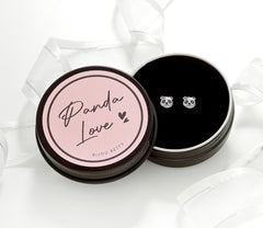 Panda stud earrings in a gift box.