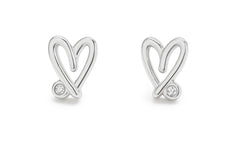 Close-up of 925 silver CZ heart stud earrings, perfect for 18th birthday gifts for sisters or friends.