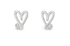 Close-up of 925 silver CZ heart stud earrings, perfect for 18th birthday gifts for sisters or friends.