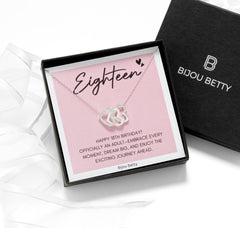 Sterling Silver 18th Birthday Necklace, Three Hearts Gift for Her, Daughter, Friend